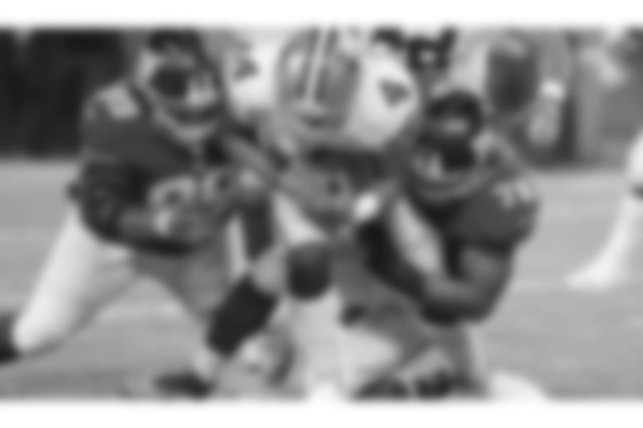 DE ROMEO OKWARAIt was all hands on deck to replace the loss of an injured Jason Pierre-Paul, but Romeo Okwara did his best to make him proud. In his first NFL start, the undrafted rookie recorded a team-high eight tackles, three quarterback hits, a pass defensed, and his first career sack.