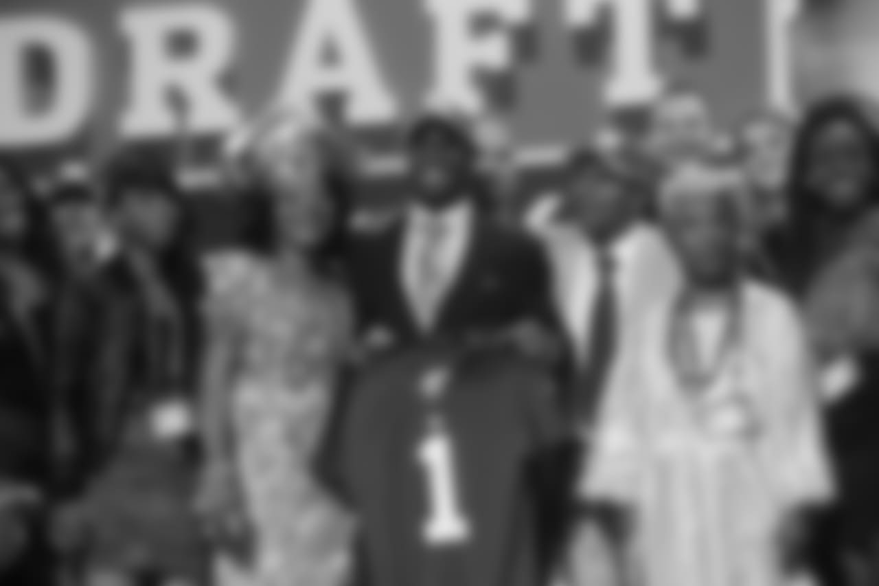 Nebraska cornerback Prince Amukamara poses for photographs with guests after he was selected as the 19th overall pick by the New York Giants in the first round of the NFL football draft at Radio City Music Hall on Thursday, April 28, 2011, in New York. (AP Photo/Jason DeCrow)