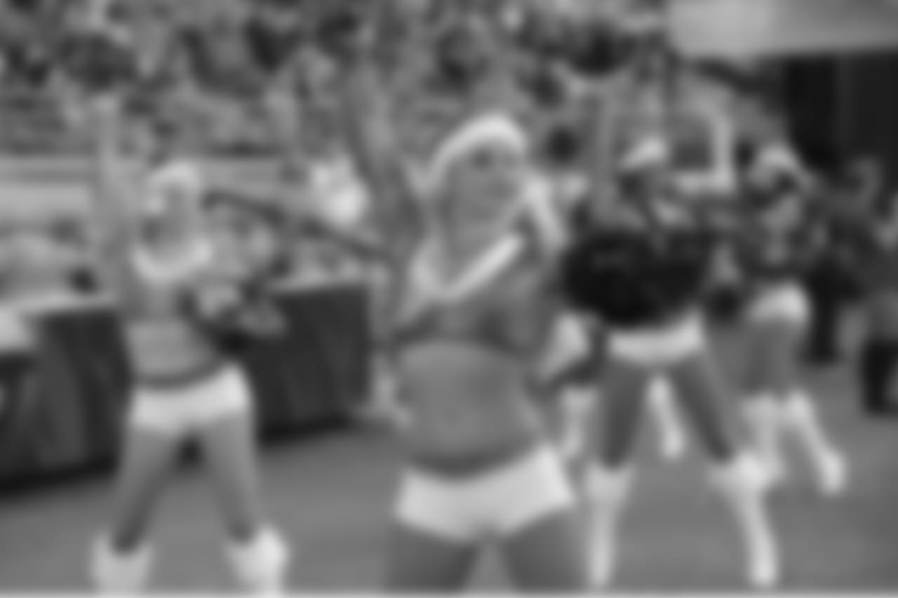 The Jacksonville Jaguars cheerleaders perform during the second half of an NFL football game against the Houston Texans Sunday, Dec. 17, 2017, in Jacksonville, Fla. (AP Photo/Phelan M. Ebenhack)