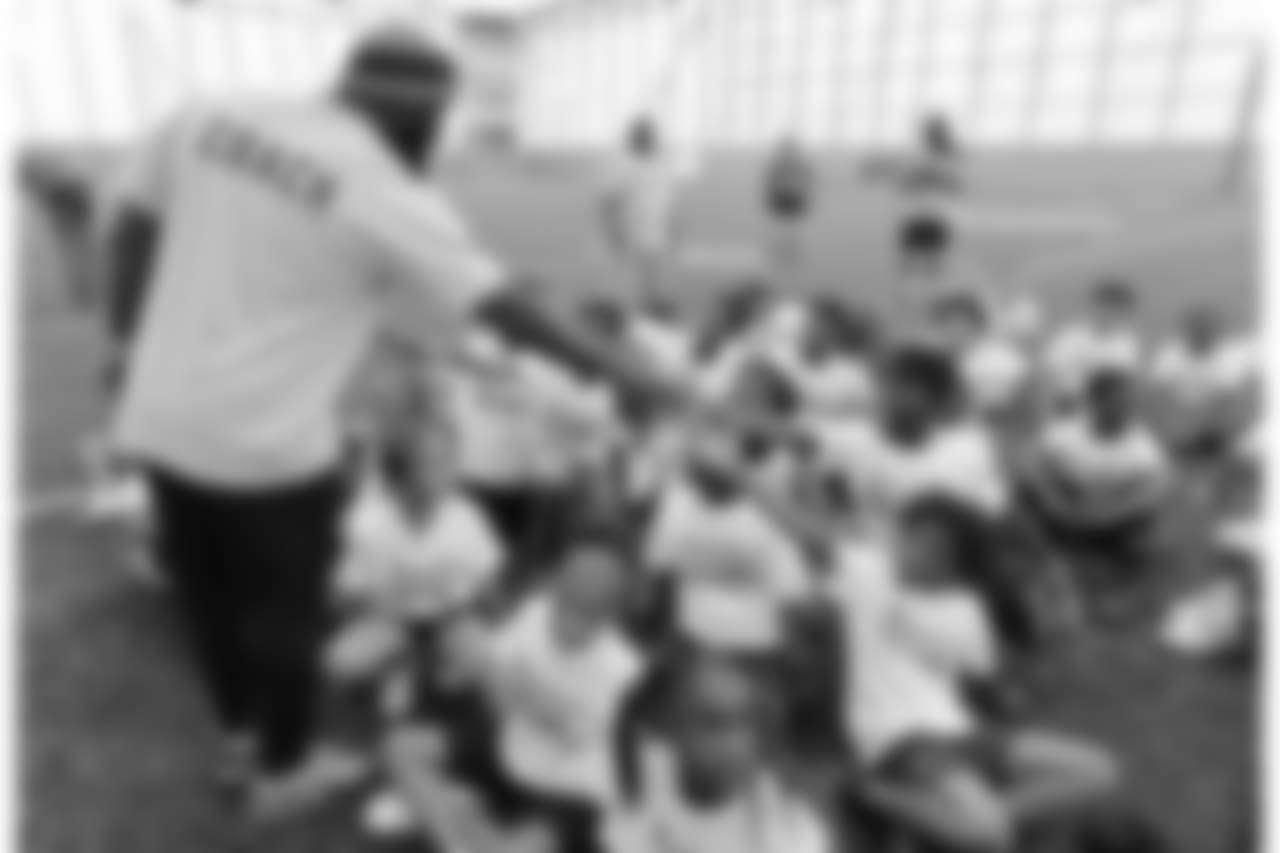 Jacksonville Jaguars linebacker Telvin Smith holds a football camp Tuesday July 24, 2018 at the Dream Finders Home's Flex Field at Daily's Place in Jacksonville, Fl. (Rick Wilson/Jacksonville Jaguars)