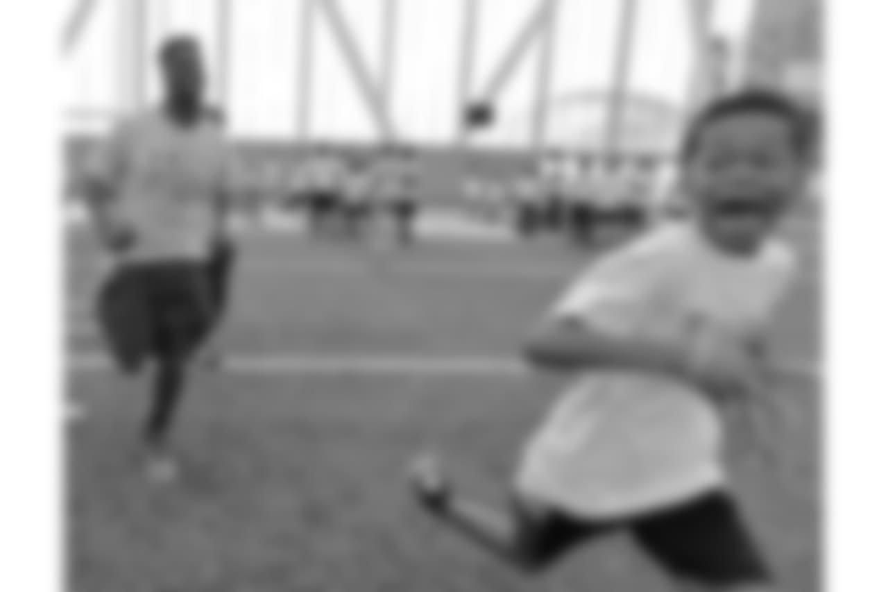 Jacksonville Jaguars linebacker Telvin Smith holds a football camp Tuesday July 24, 2018 at the Dream Finders Home's Flex Field at Daily's Place in Jacksonville, Fl. (Rick Wilson/Jacksonville Jaguars)