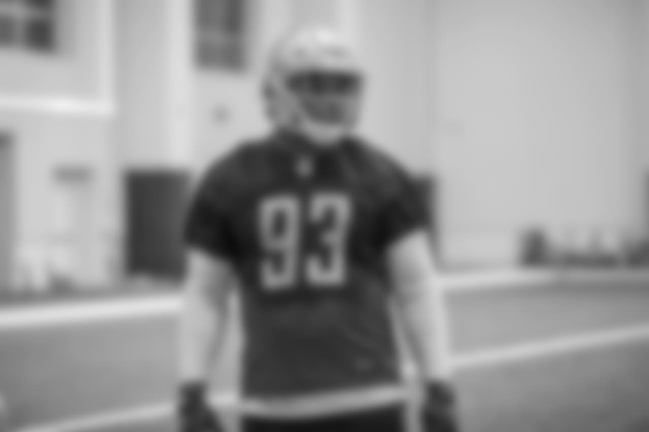 Detroit Lions defensive lineman Da'Shawn Hand (93) during rookie minicamp practice at the Detroit Lions training facility on Friday, May 1, 2018 in Allen Park, Mich. (Detroit Lions via AP)