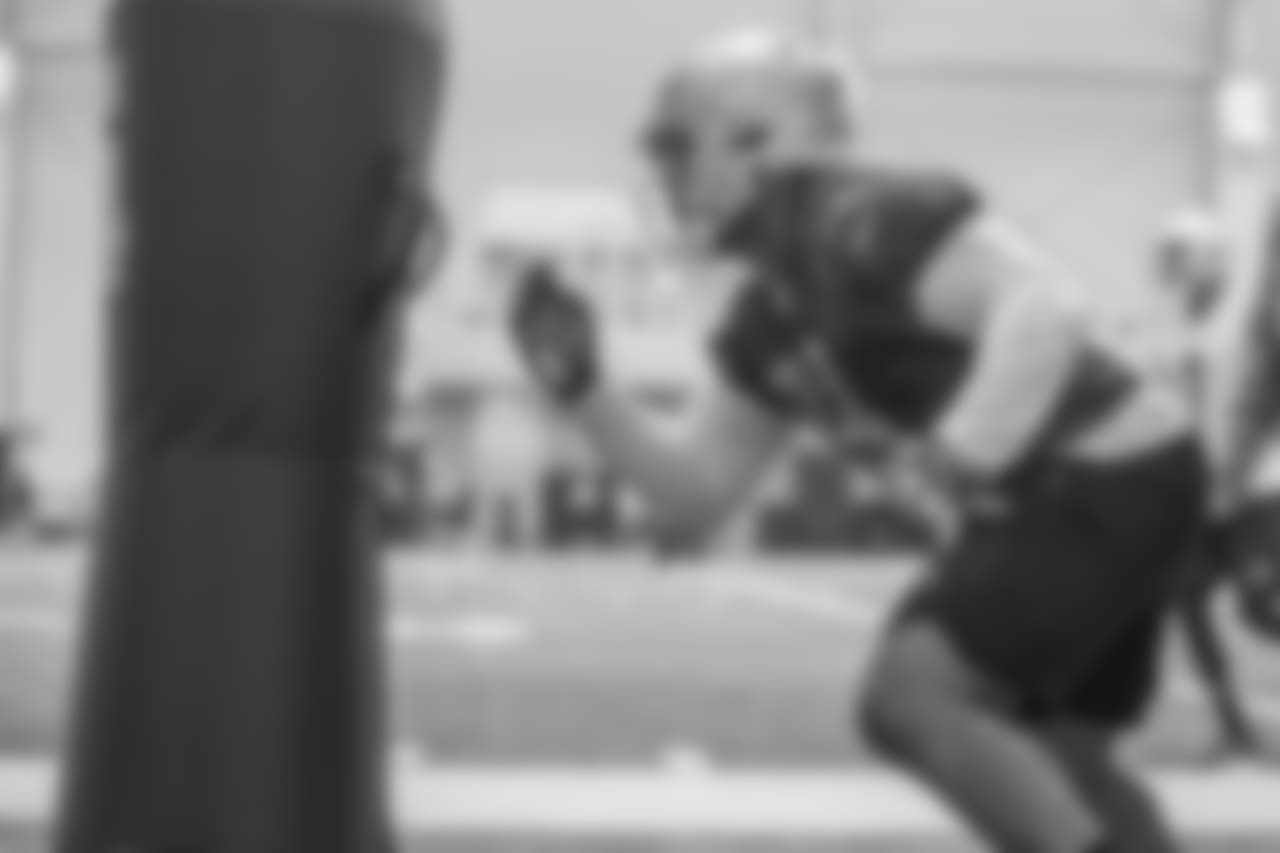 Detroit Lions defensive lineman Da'Shawn Hand (93) during rookie minicamp practice at the Detroit Lions training facility on Saturday, May 12, 2018 in Allen Park, Mich. (Detroit Lions via AP)