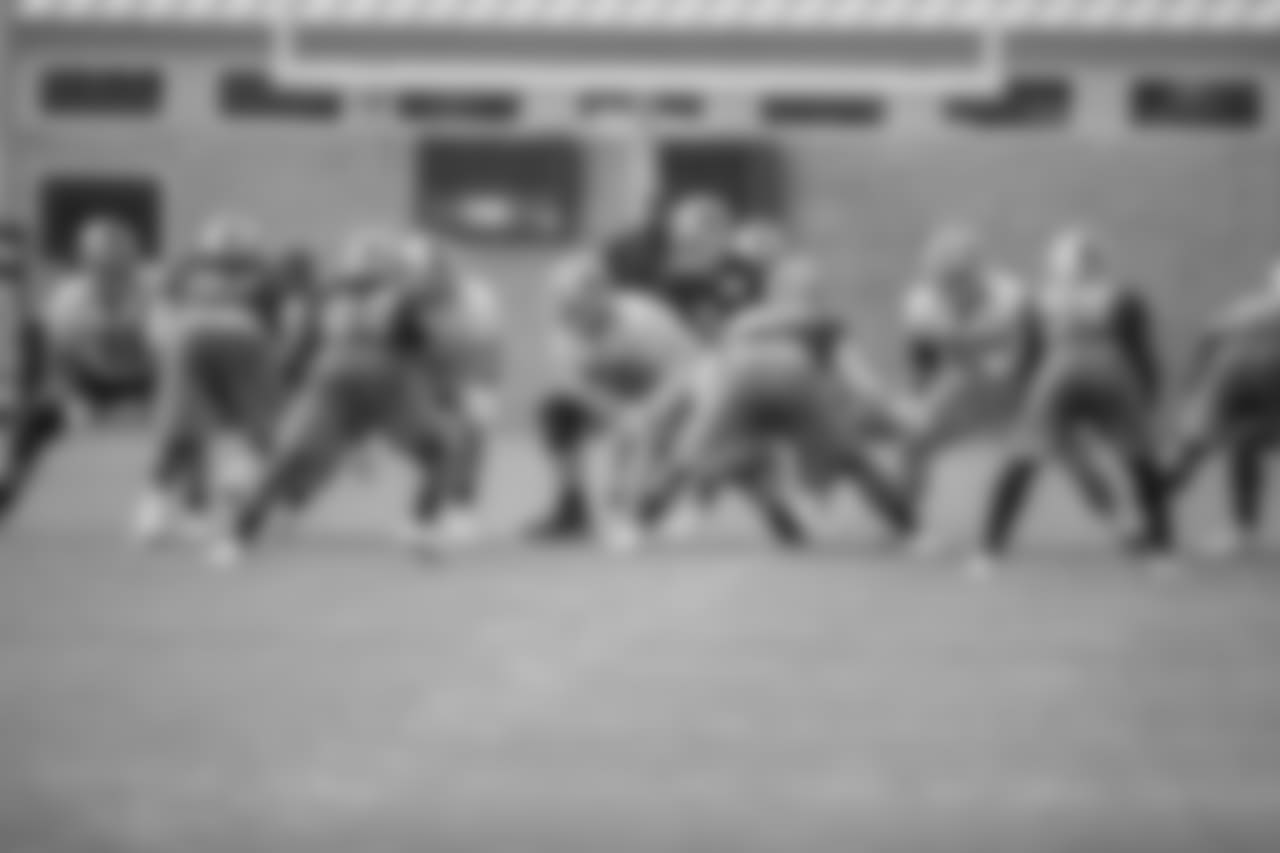 Detroit Lions offense during training camp practice on Monday, Aug. 6, 2018 in Allen Park, Mich. (Detroit Lions via AP)