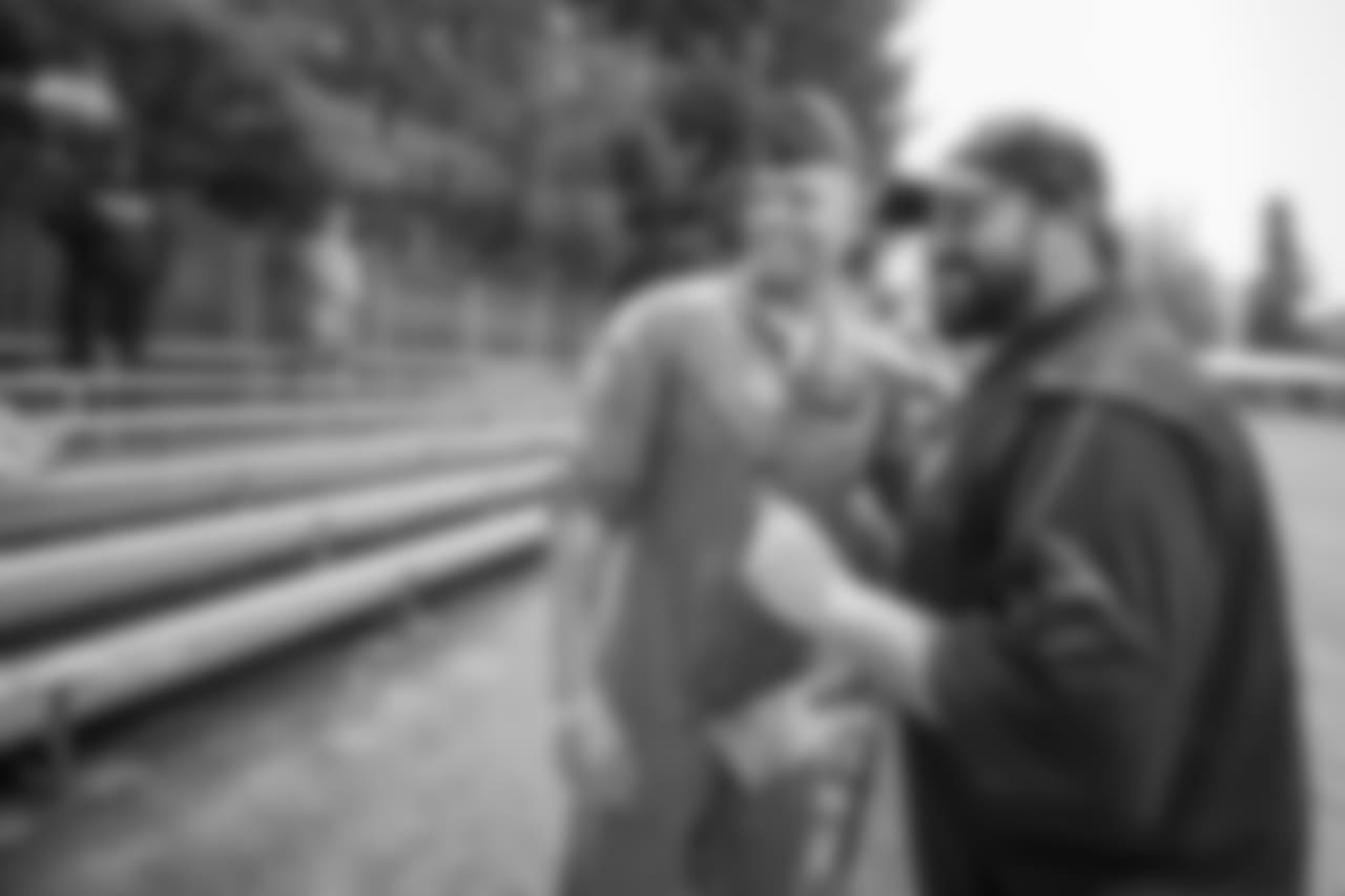 Detroit Lions head coach Matt Patricia visits with military members following training camp practice on Wednesday, Aug. 8, 2018 in Napa, Calif. (Detroit Lions via AP)