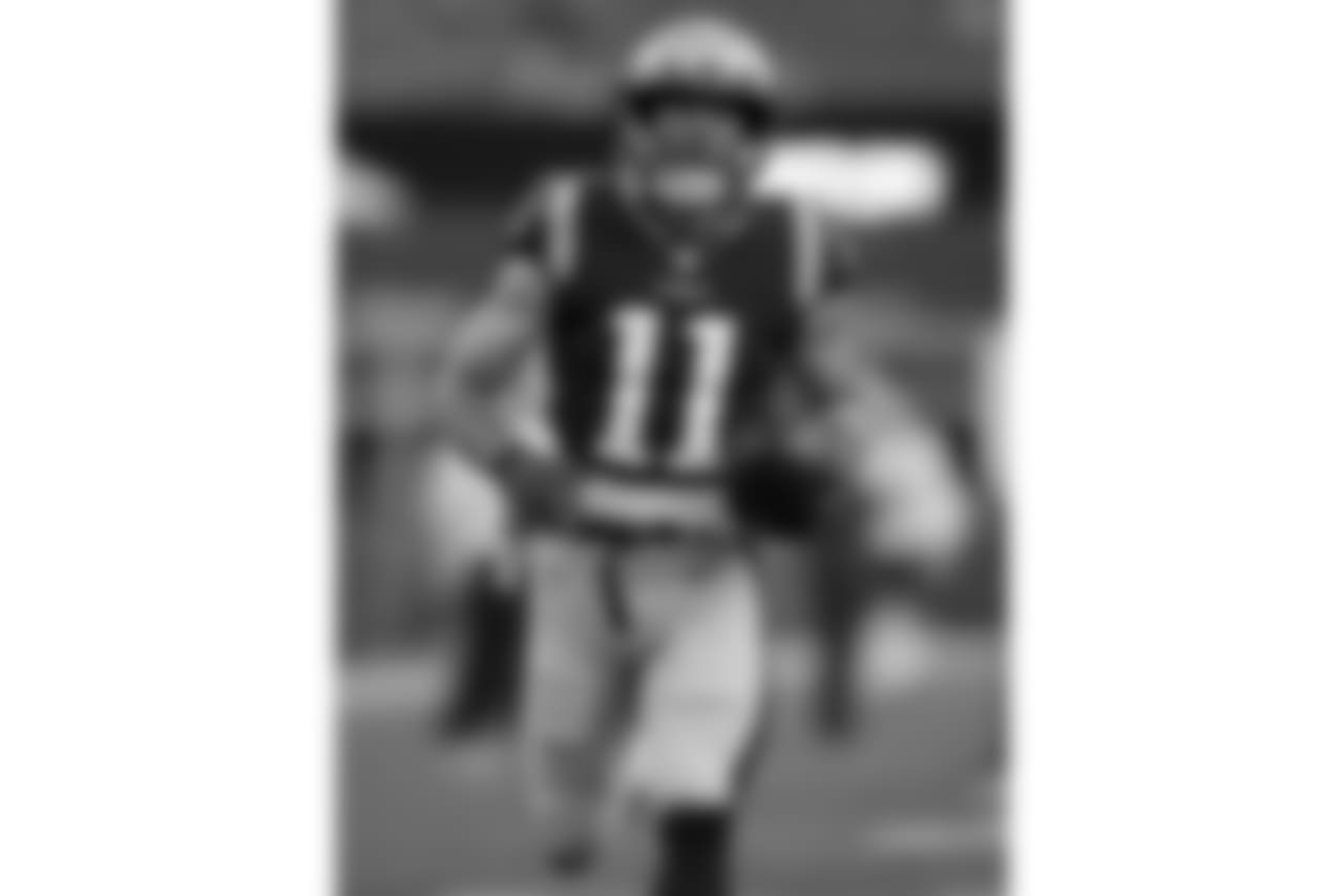 New England Patriots wide receiver Julian Edelman warms up before a preseason NFL football game against the Washington Redskins, Thursday, Aug. 9, 2018, in Foxborough, Mass. (AP Photo/Charles Krupa)
