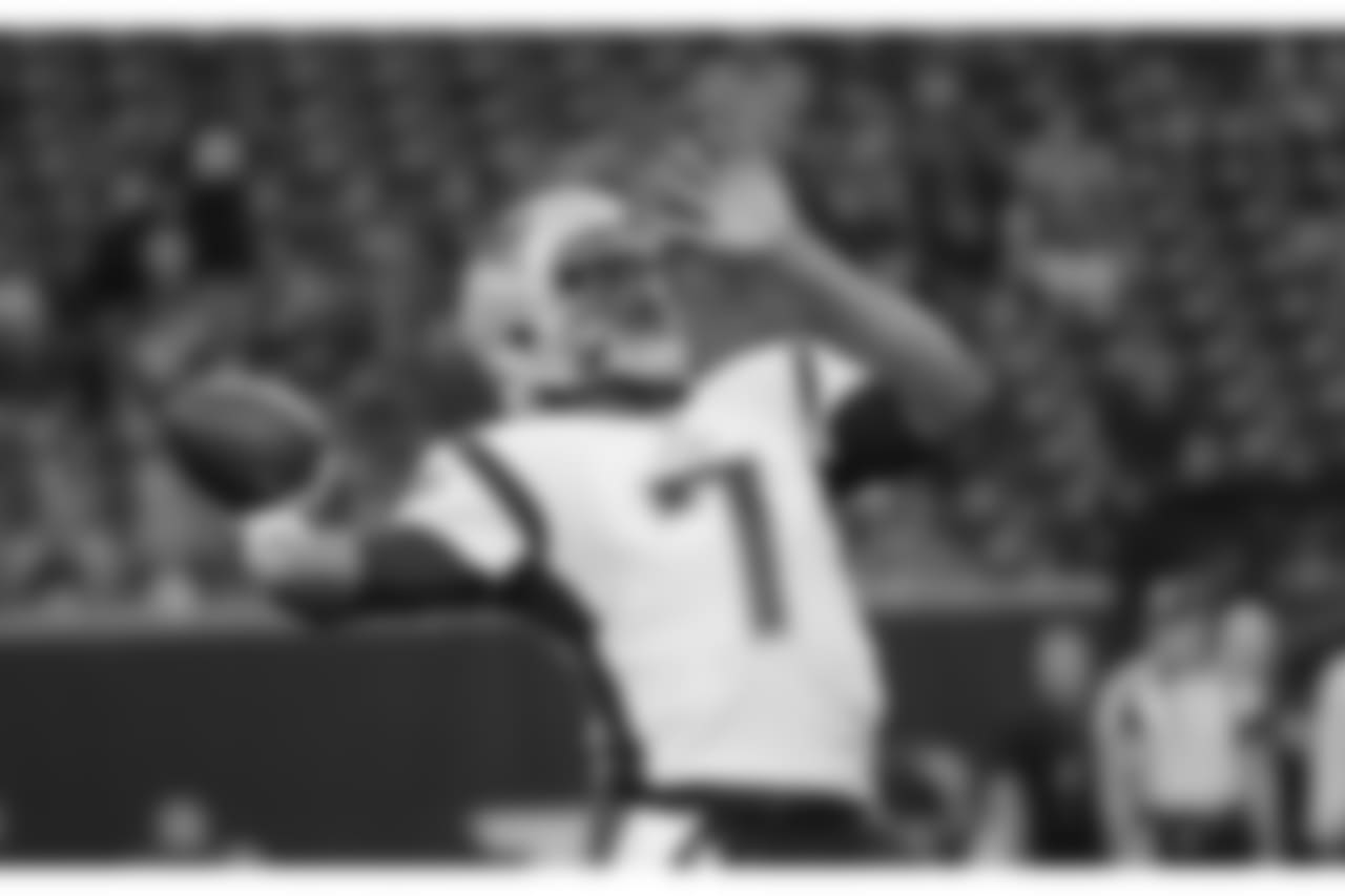 New England Patriots quarterback Jacoby Brissett (7) throws before an NFL football preseason game against the Houston Texans Saturday, Aug. 19, 2017, in Houston. (AP Photo/David J. Phillip)