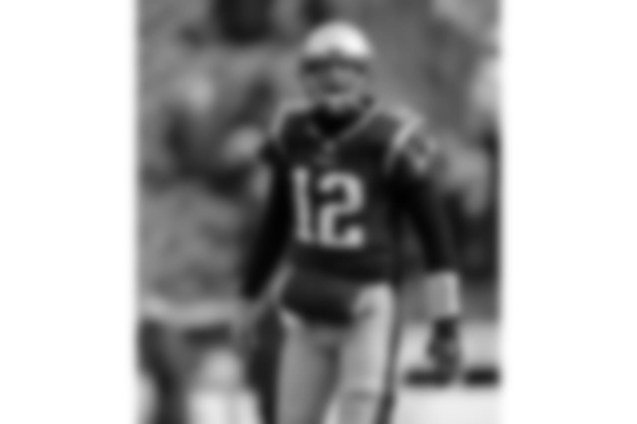 New England Patriots quarterback Tom Brady warms up before an NFL football game against the New York Jets, Sunday, Dec. 31, 2017, in Foxborough, Mass. (AP Photo/Charles Krupa)