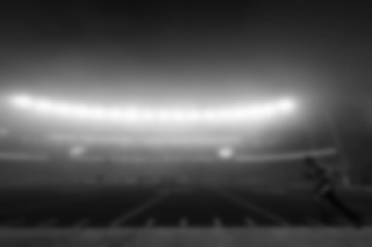 (Editors note: Image has been converted to Black and White) A general view of play is seen during a week 7 NFL football game between the Atlanta Falcons against the New England Patriots Sunday, Oct. 22, 2017, in Foxborough, Mass. New England won 23-7. (Aaron M. Sprecher via AP)