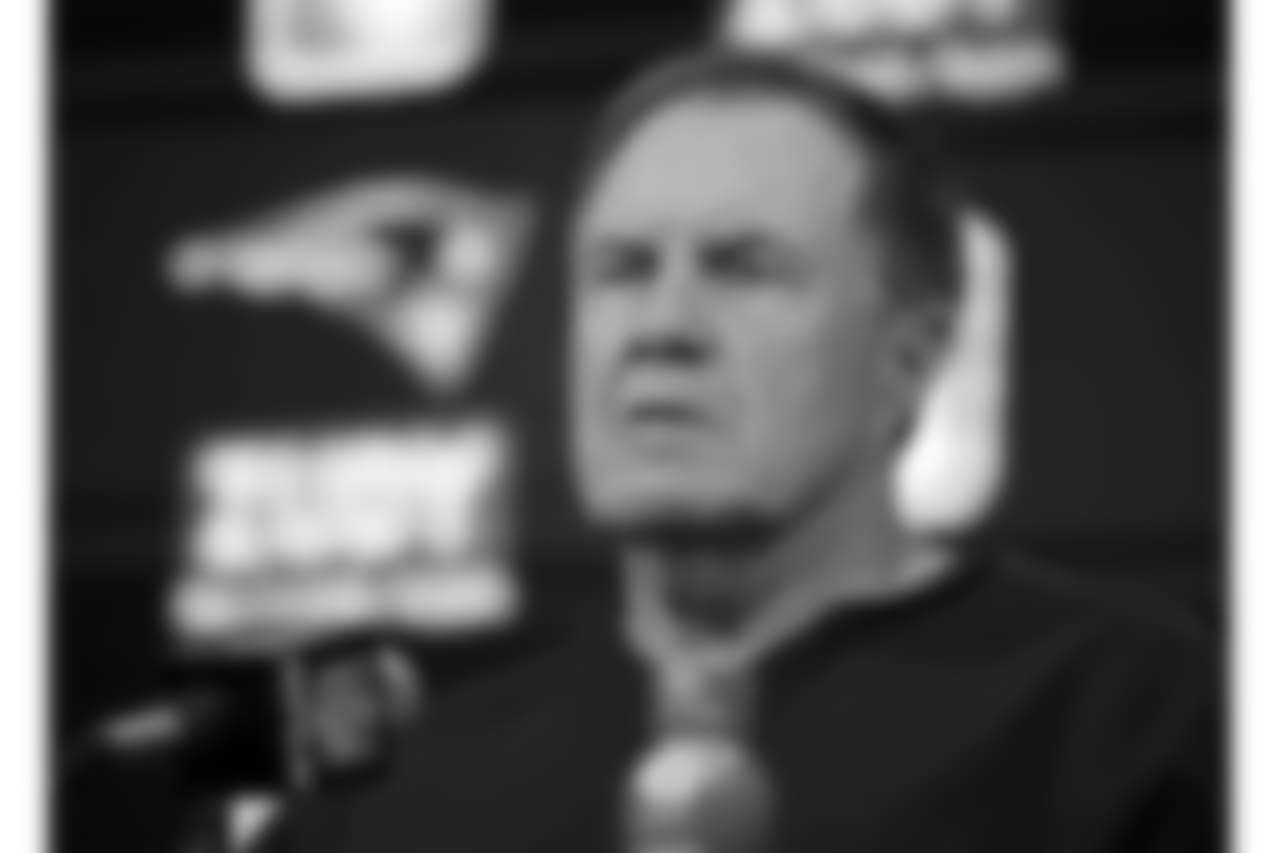 New England Patriots head coach Bill Belichick speaks to the media following an NFL football game against the Carolina Panthers, Sunday, Oct. 1, 2017, in Foxborough, Mass. (AP Photo/Charles Krupa)