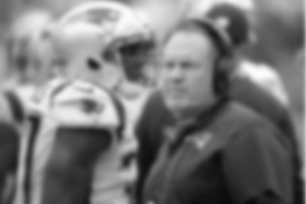 New England Patriots head coach Bill Belichick watches his team play during the first half of an NFL football game against the New York Jets Sunday, Oct. 15, 2017, in East Rutherford, N.J. (AP Photo/Seth Wenig)