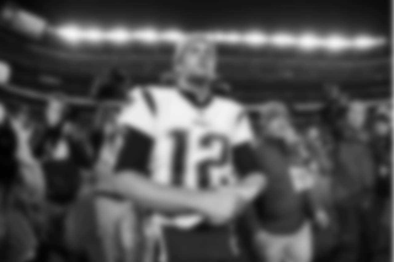 New England Patriots quarterback Tom Brady (12) is seen after an NFL football game against the Denver Broncos, Sunday, Nov. 12, 2017, in Denver. The Patriots defeated the Broncos, 41-16. (Ryan Kang via AP)