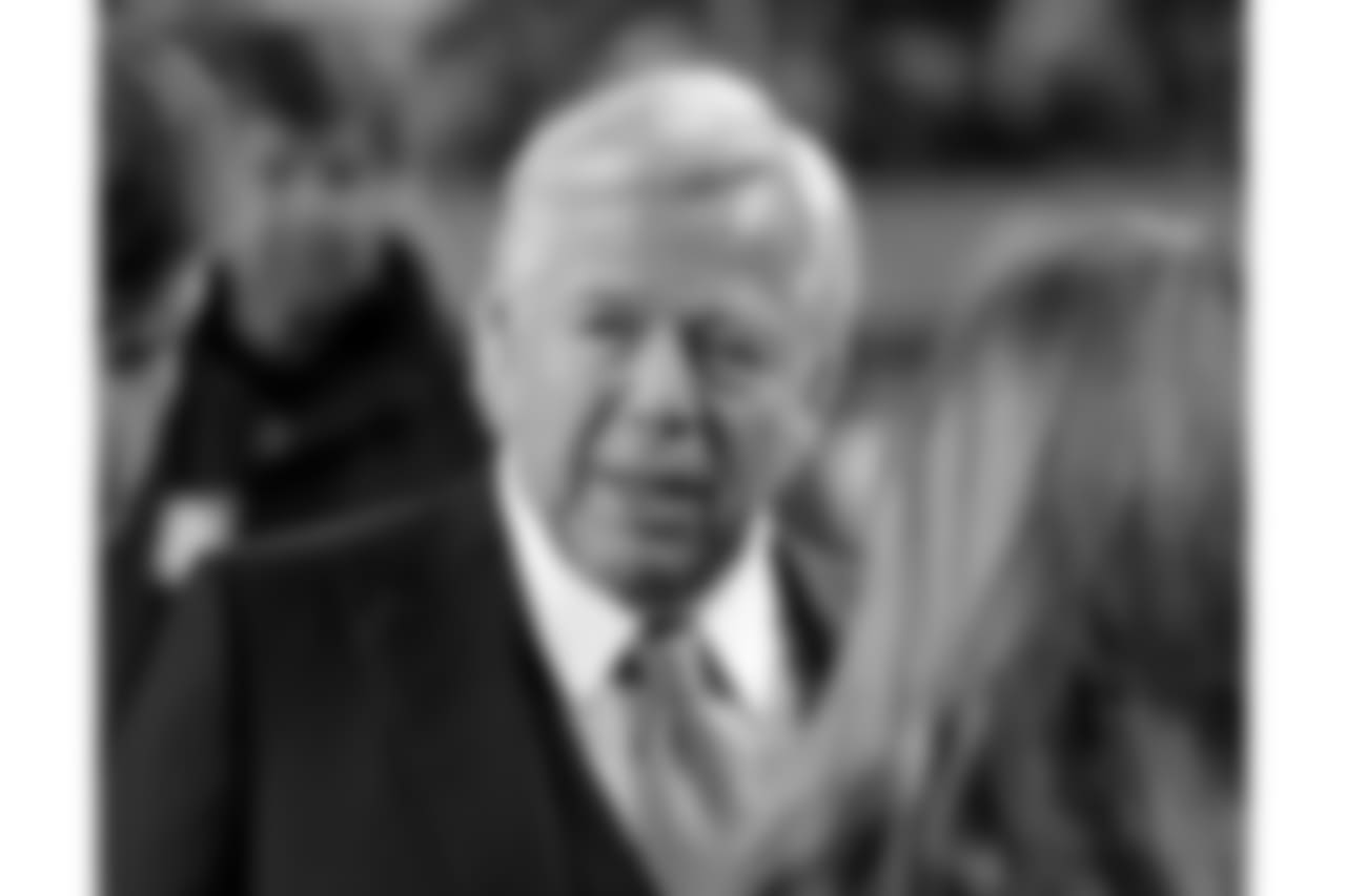 New England Patriots owner Robert Kraft stands on the sidelines prior to an NFL football game against the Denver Broncos, Sunday, Nov. 12, 2017, in Denver. (AP Photo/Jack Dempsey)