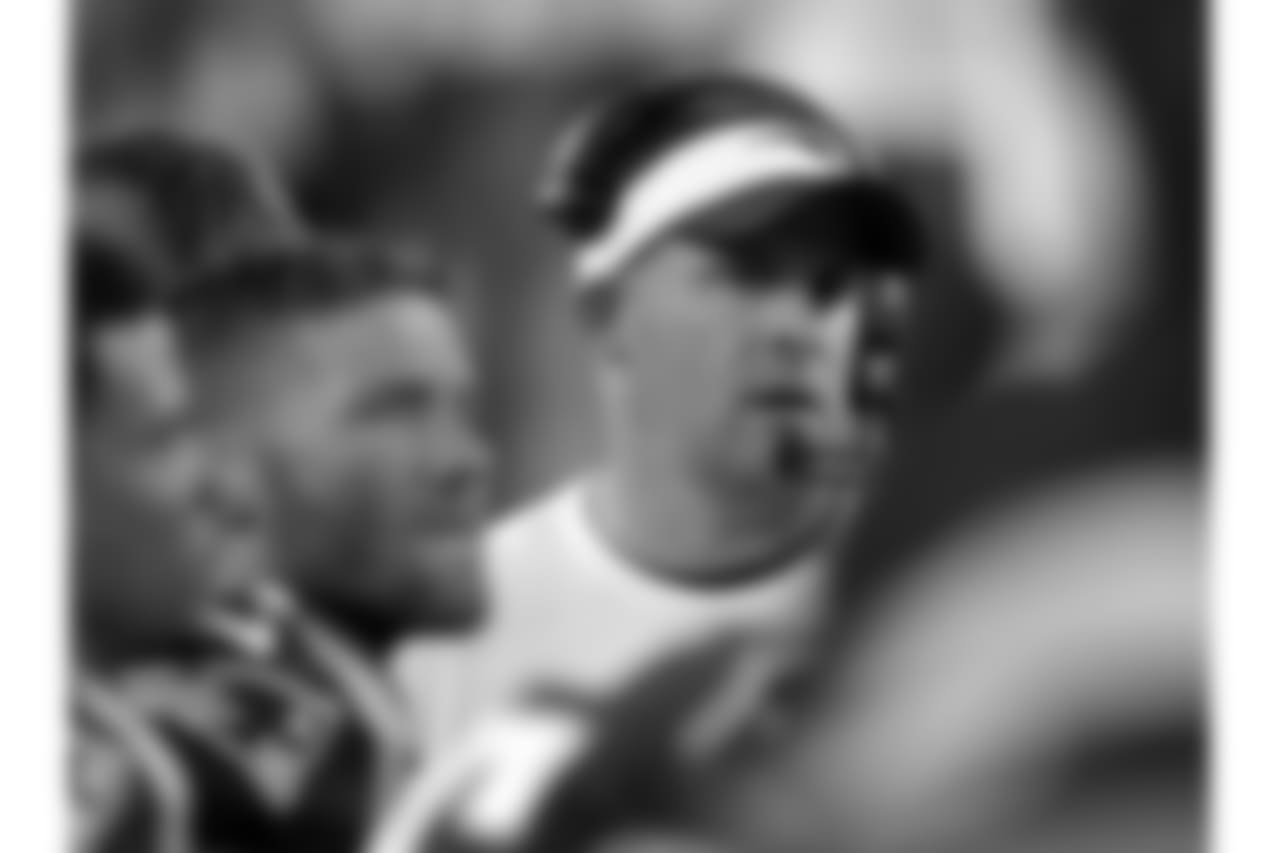 New England Patriots offensive coordinator Josh McDaniels watches from the sideline during the first half of a preseason NFL football game against the Washington Redskins, Thursday, Aug. 9, 2018, in Foxborough, Mass. (AP Photo/Charles Krupa)