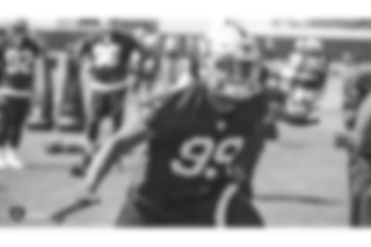 Oakland Raiders defensive end Arden Key (99) at an Organized Team Activity (OTA) at the Oakland Raiders Practice Facility, Thursday, May 31, 2018, in Alameda, California.