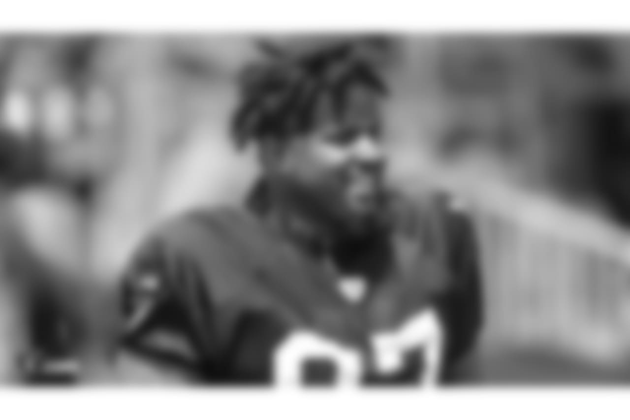 Oakland Raiders defensive end Mario Edwards Jr. (97) on the field for practice at 2018 Training Camp at The Oakland Raiders Napa Valley Training Complex, Monday, July 30, 2018, in Napa, California.
