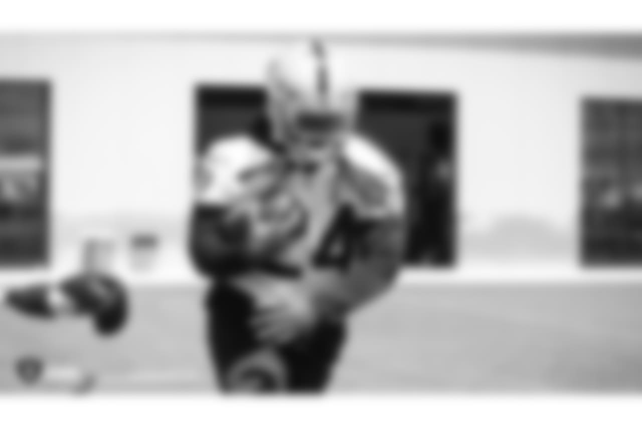 Oakland Raiders running back Marshawn Lynch (24) at an Organized Team Activity (OTA) at the Oakland Raiders Practice Facility, Tuesday, May 29, 2018, in Alameda, California.