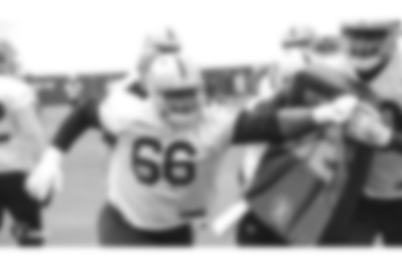 Oakland Raiders offensive guard Gabe Jackson (66) at an Organized Team Activity (OTA) at the Oakland Raiders Practice Facility, Wednesday, May 30, 2018, in Alameda, California.