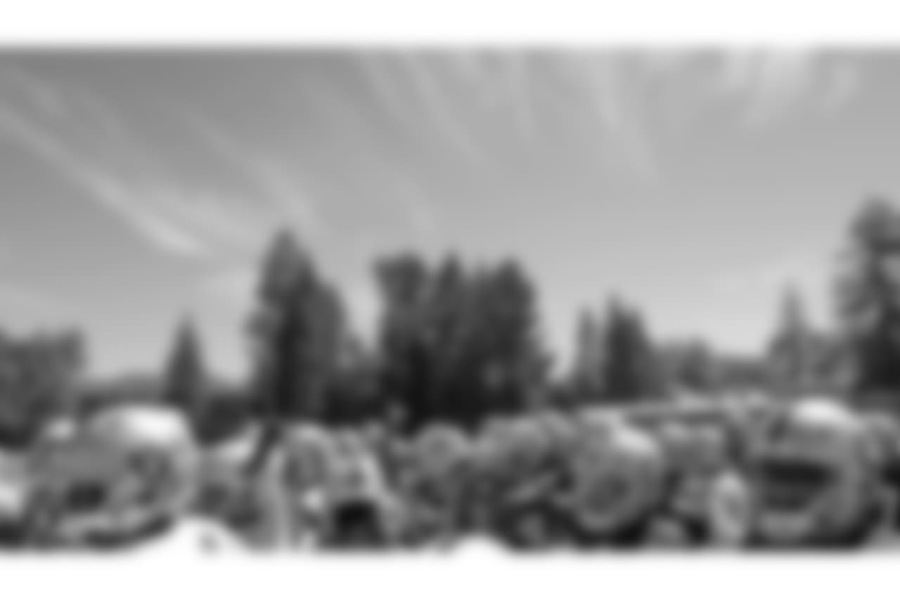 Oakland Raiders players and coaches on the field for practice at 2018 Training Camp at The Oakland Raiders Napa Valley Training Complex, Saturday, August 4, 2018, in Napa, California.