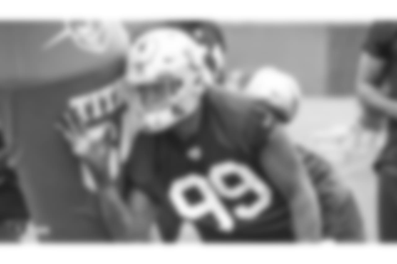 Oakland Raiders defensive end Arden Key (99) at an Organized Team Activity (OTA) at the Oakland Raiders Practice Facility, Wednesday, May 30, 2018, in Alameda, California.