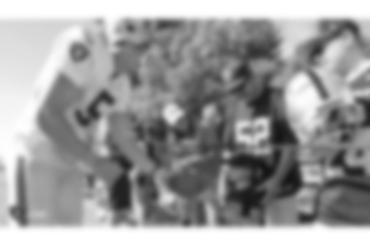 Oakland Raiders punter Johnny Townsend (5) signs autographs for fans after practice at 2018 Training Camp at The Oakland Raiders Napa Valley Training Complex, Monday, July 30, 2018, in Napa, California.