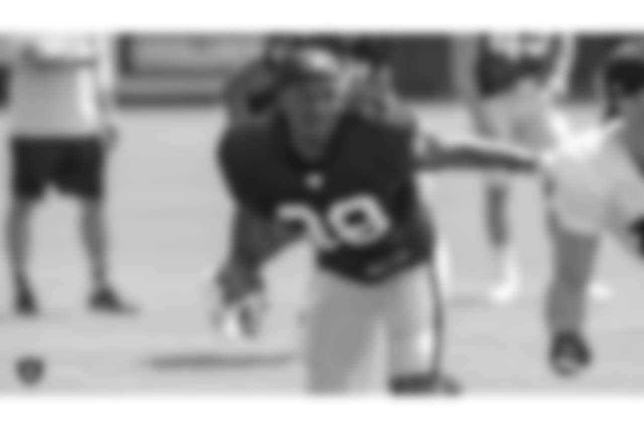 Oakland Raiders cornerback Nick Nelson (38) on the field for practice at 2018 Training Camp at The Oakland Raiders Napa Valley Training Complex, Monday, July 30, 2018, in Napa, California.