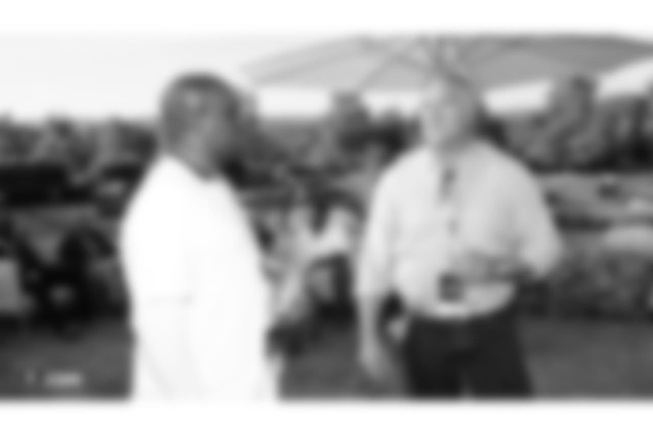 Oakland Raiders alumniCalvin Branch and Todd McTavish at an Alumni Dinner during 2018 Training Camp at Kelham Vineyards, Saturday, July 28, 2018, in Saint Helena, California.