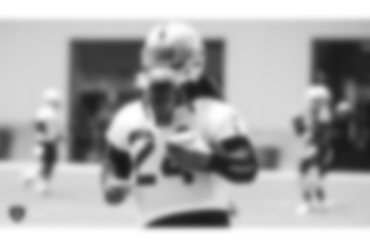 Oakland Raiders running back Marshawn Lynch (24) at a Mandatory Mini Camp at the Oakland Raiders Practice Facility, Tuesday, June 12, 2018, in Alameda, California.