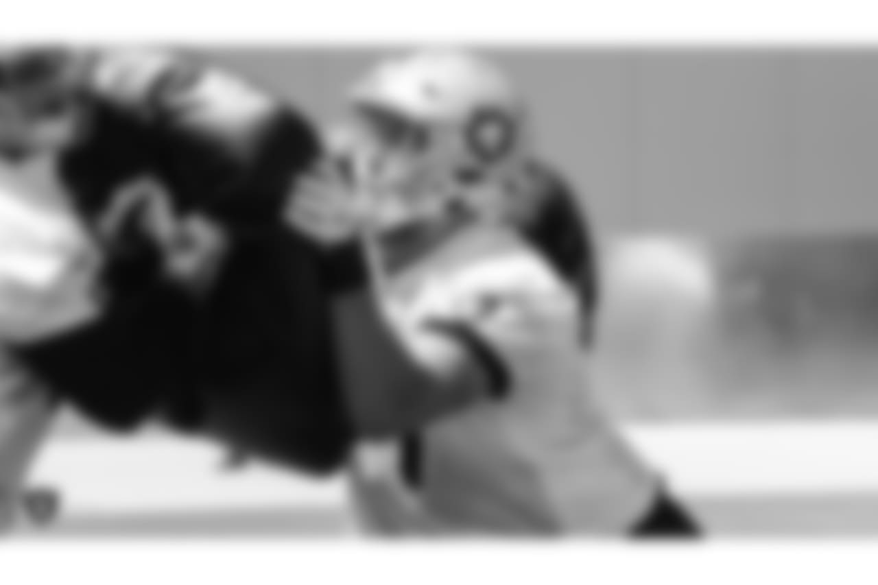 Oakland Raiders offensive tackle Kolton Miller (77) at an Organized Team Activity (OTA) at the Oakland Raiders Practice Facility, Tuesday, June 5, 2018, in Alameda, California.
