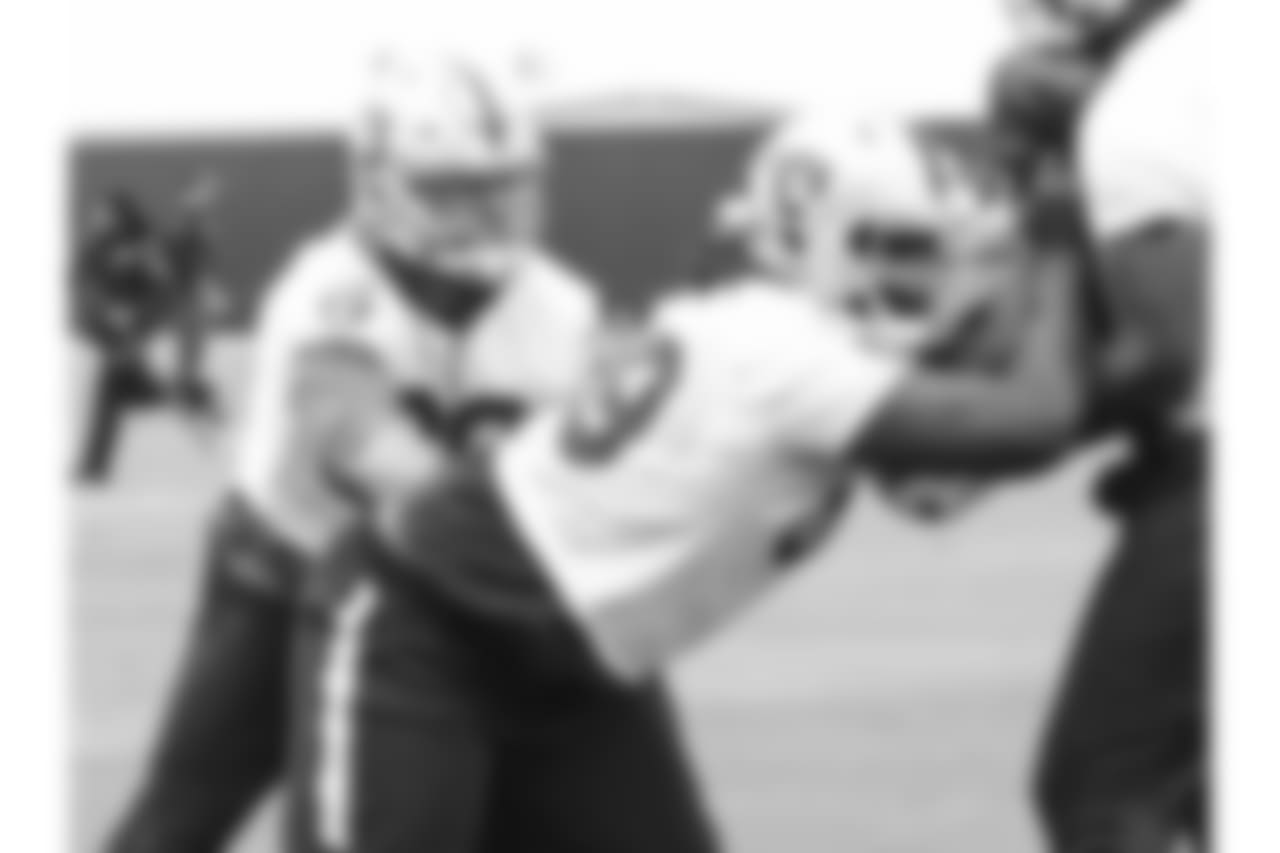 Oakland Raiders players at an Organized Team Activity (OTA) at the Oakland Raiders Practice Facility, Tuesday, May 22, 2018, in Alameda, California.