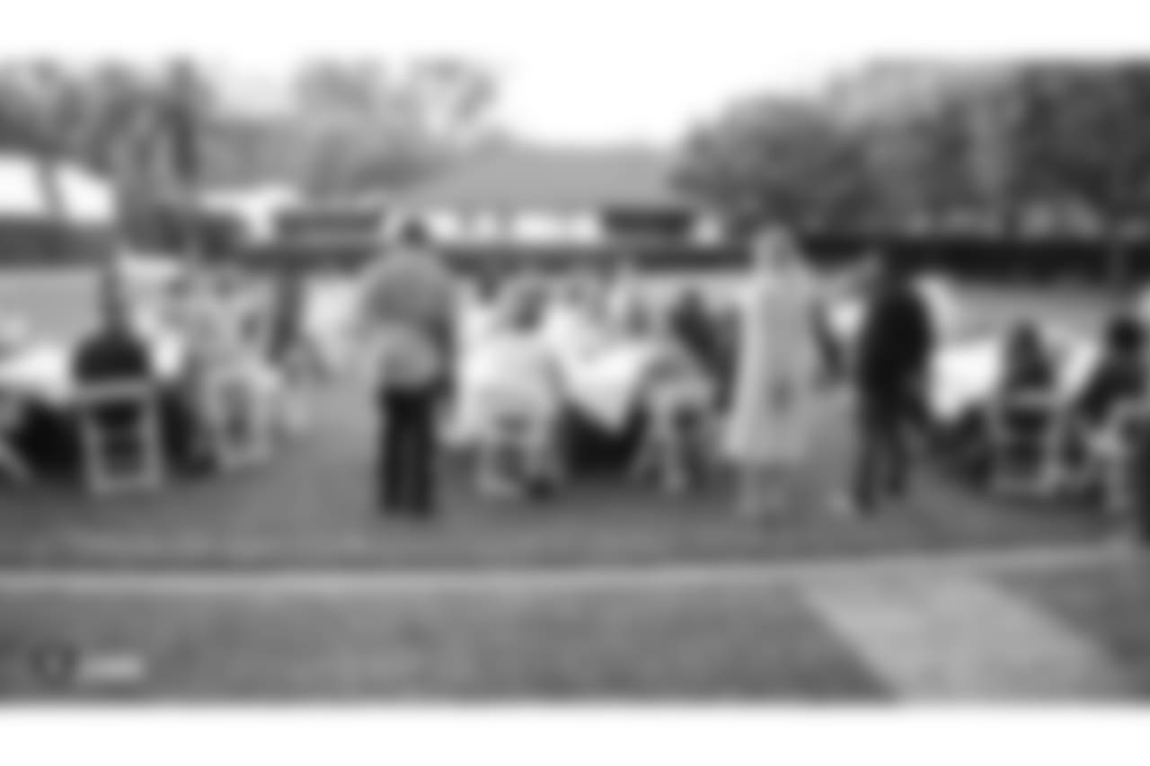 Oakland Raiders rookies and their parents family members share a meal at Wente Vineyards, as part of Rookie Parent Bootcamp, Saturday, June 16, 2018, in Livermore, California.