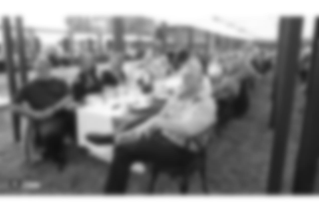Oakland Raiders alumni, executives, staff, and special guests at an Alumni Dinner during 2018 Training Camp at Kelham Vineyards, Saturday, July 28, 2018, in Saint Helena, California.