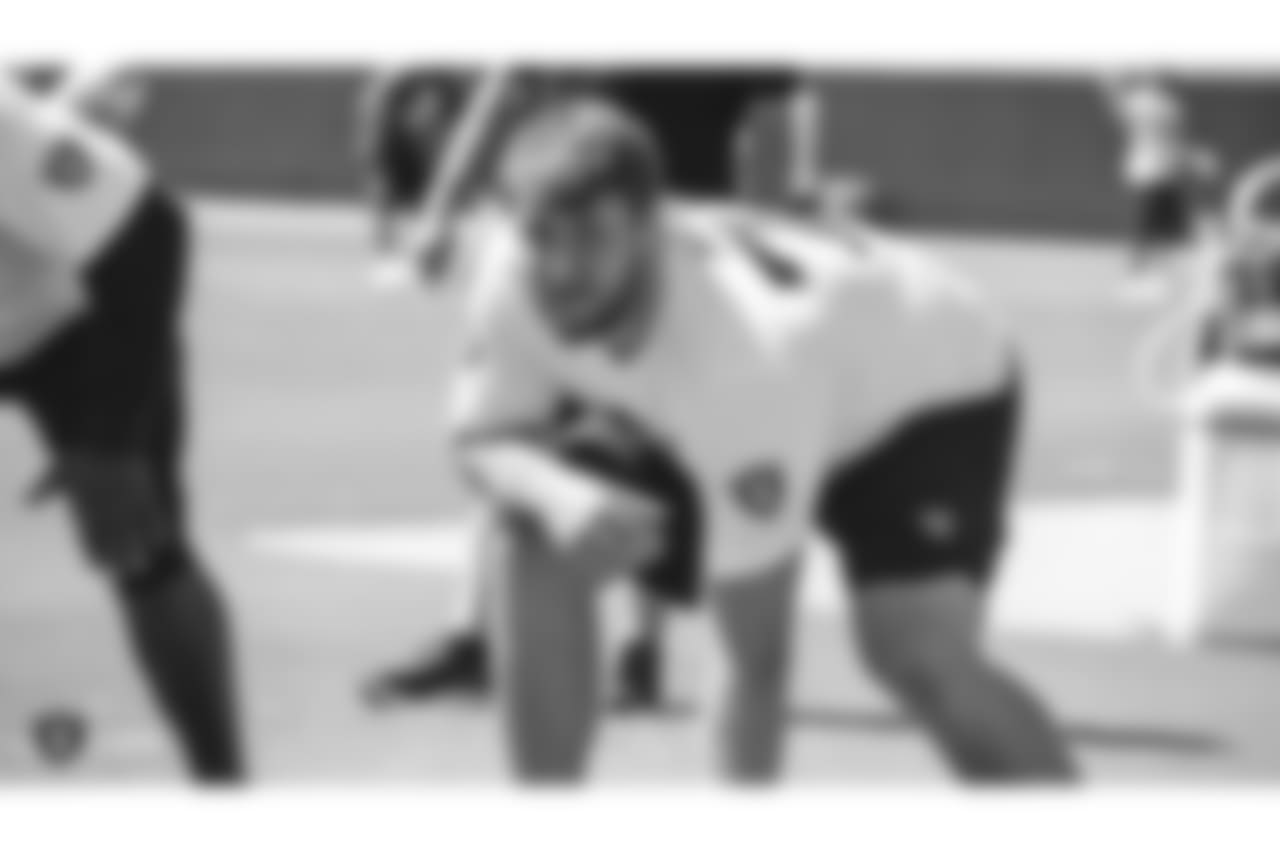Oakland Raiders offensive tackle Kolton Miller (77) at an offseason program at the Oakland Raiders Practice Facility, Friday, June 1, 2018, in Alameda, California.