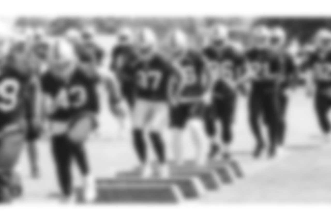 Oakland Raiders players at an Organized Team Activity (OTA) at the Oakland Raiders Practice Facility, Thursday, May 31, 2018, in Alameda, California.
