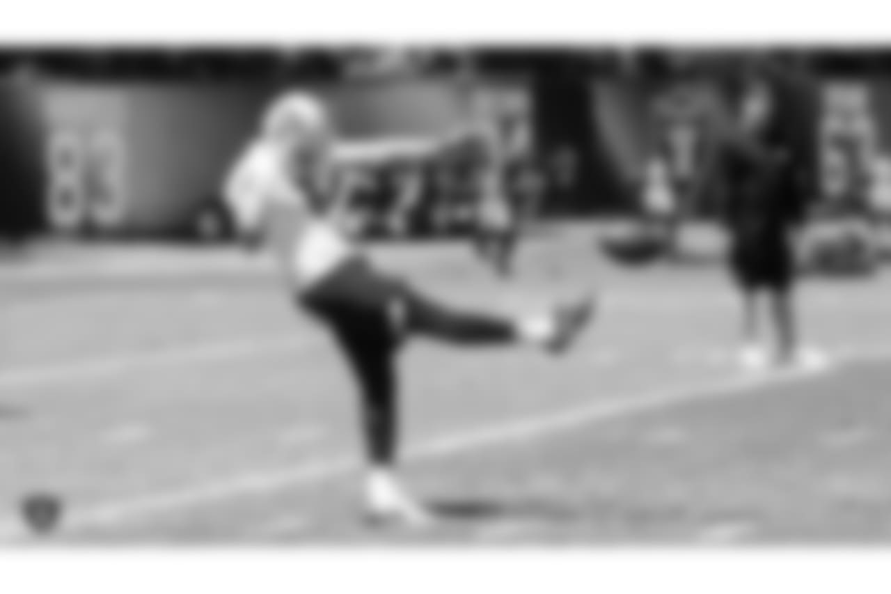 Oakland Raiders punter Johnny Townsend (5) at a Mandatory Mini Camp at the Oakland Raiders Practice Facility, Tuesday, June 12, 2018, in Alameda, California.