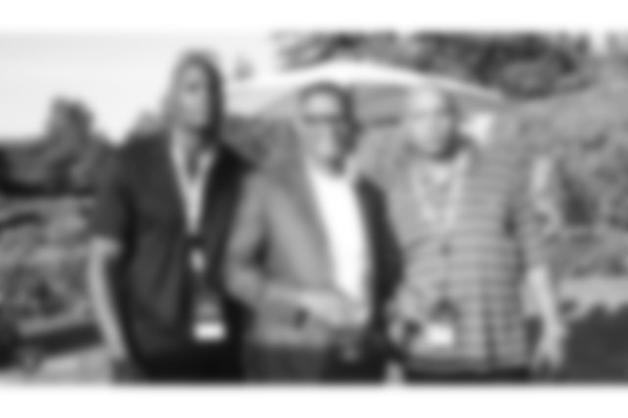 Oakland Raiders alumni Akili Calhoun, James Trapp, and Carl Kidd at an Alumni Dinner during 2018 Training Camp at Kelham Vineyards, Saturday, July 28, 2018, in Saint Helena, California.