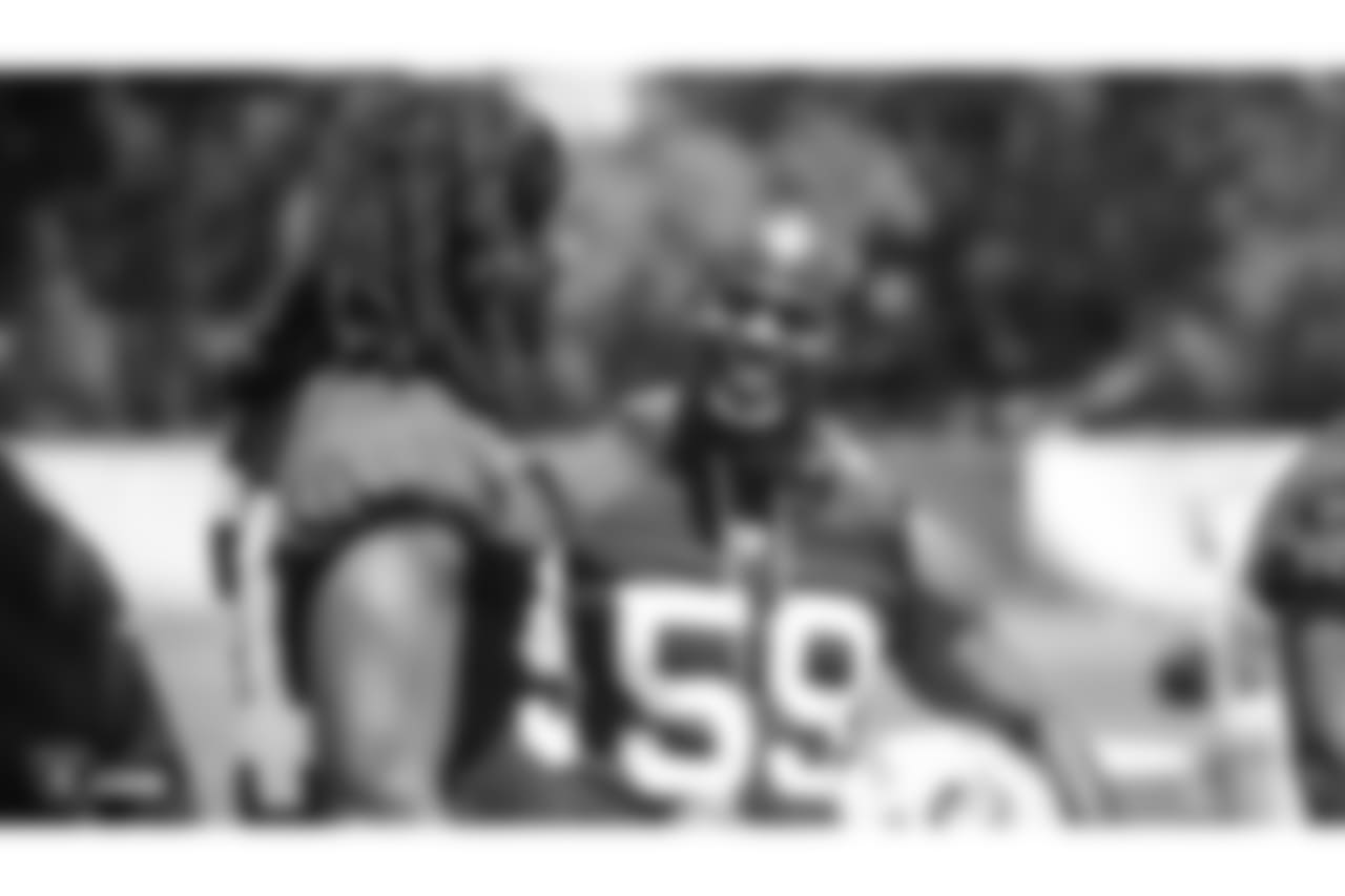 Oakland Raiders linebacker Emmanuel Lamur (54) and linebacker Tahir Whitehead (59) at an Organized Team Activity (OTA) at the Oakland Raiders Practice Facility, Thursday, May 31, 2018, in Alameda, California.