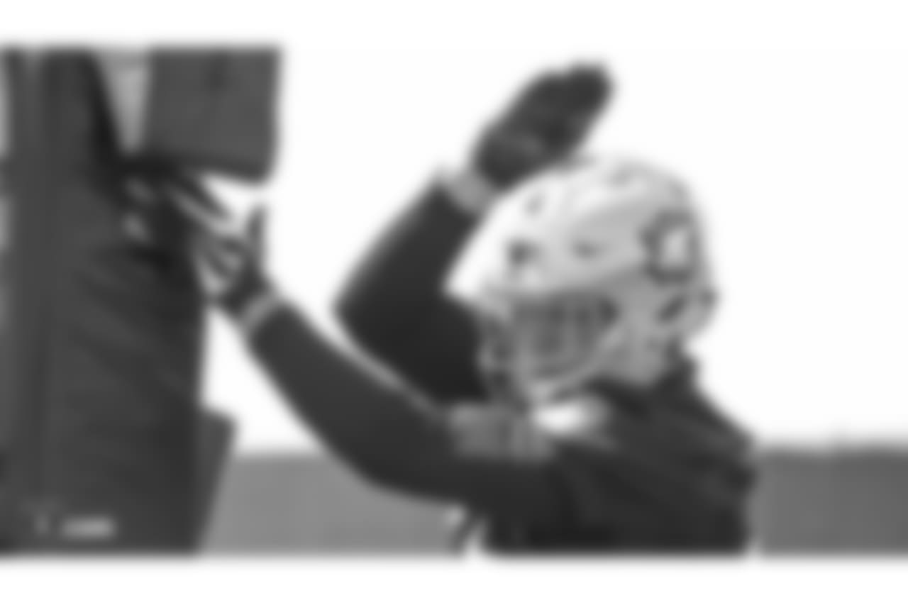 Oakland Raiders safety Dallin Leavitt (45) at an Organized Team Activity (OTA) at the Oakland Raiders Practice Facility, Thursday, May 31, 2018, in Alameda, California.