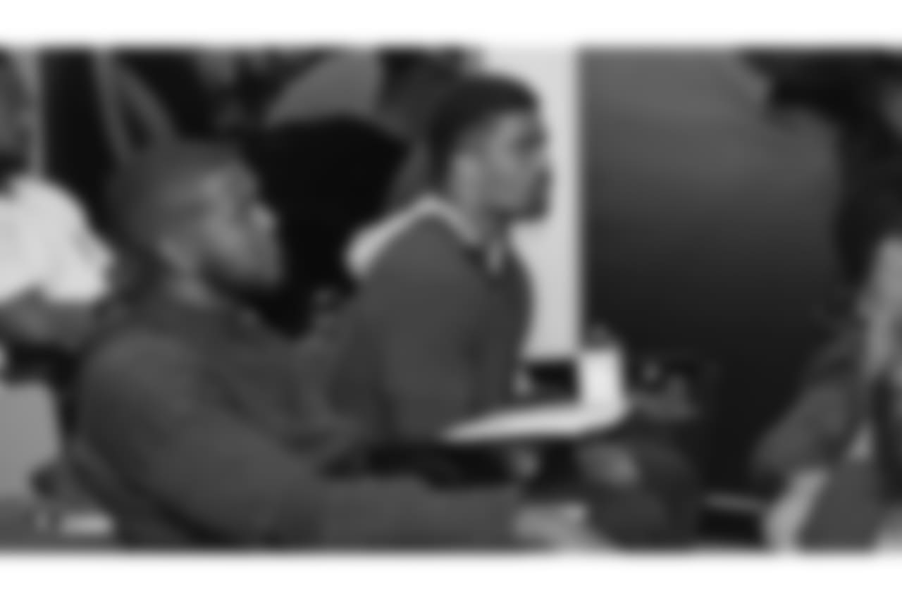 Oakland Raiders rookies attend a Player Engagement talk with NBA Hall of Famer, Gary Payton, at the Oakland Raiders Practice Facility, Friday, May 25, 2018, in Alameda, California.