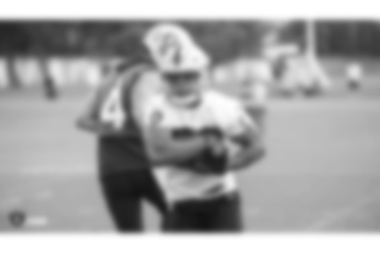Oakland Raiders running back Doug Martin (28) at an Organized Team Activity (OTA) at the Oakland Raiders Practice Facility, Wednesday, May 30, 2018, in Alameda, California.