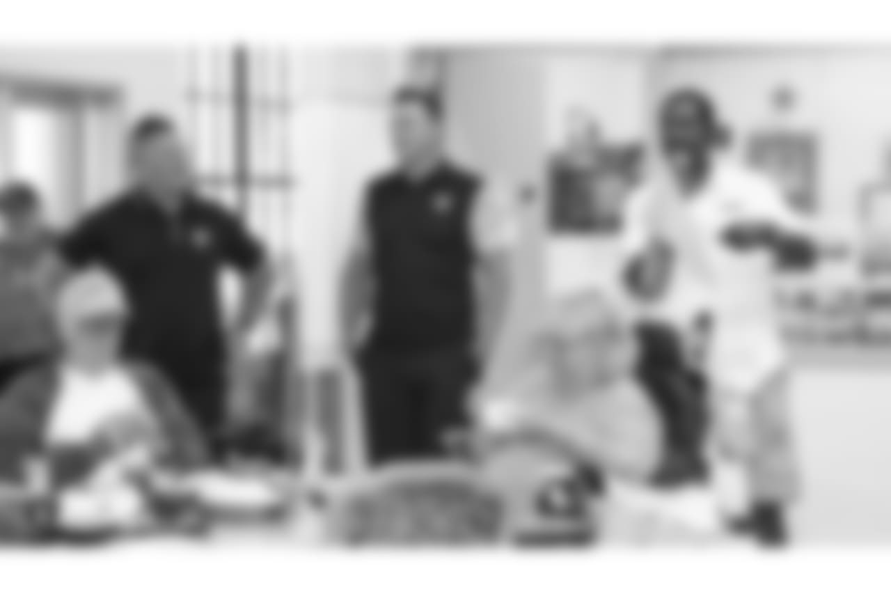 Oakland Raiders alumni Vance Mueller, Jerry Robinson, and Bob Rosentiel visit veterans and thank them for their service during the Raiders 2018 Training Camp at Veterans Home of California, Yountville, Tuesday, August 7, 2018, in Yountville, California.
