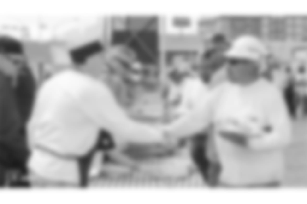 Oakland Raiders owner, Mark Davis, and other staff members from The Oakland Raiders front office spend the day with construction workers of the Las Vegas Stadium worksite by handing out lunches and sharing a meal, Wednesday, June 28, 2018, at the Las Vegas Stadium worksite in Las Vegas, Nevada.