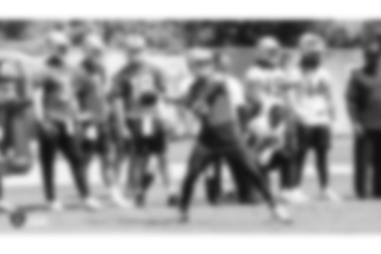 Oakland Raiders quarterback Derek Carr (4) at an Organized Team Activity (OTA) at the Oakland Raiders Practice Facility, Tuesday, May 29, 2018, in Alameda, California.