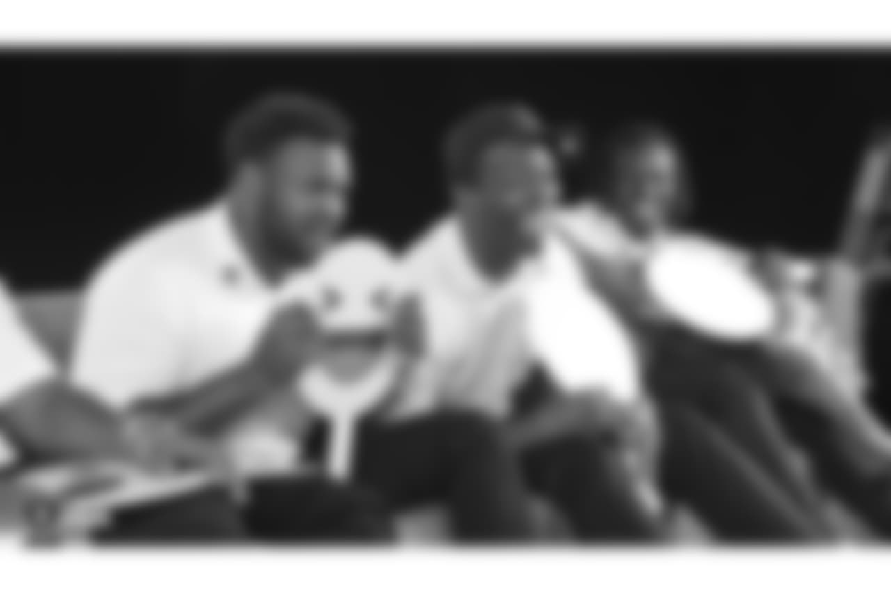 Oakland Raiders rookies enjoy a Rookie Activity, as part of Rookie Academy, at Facebook, Friday, June 23, 2018, in Menlo Park, California.