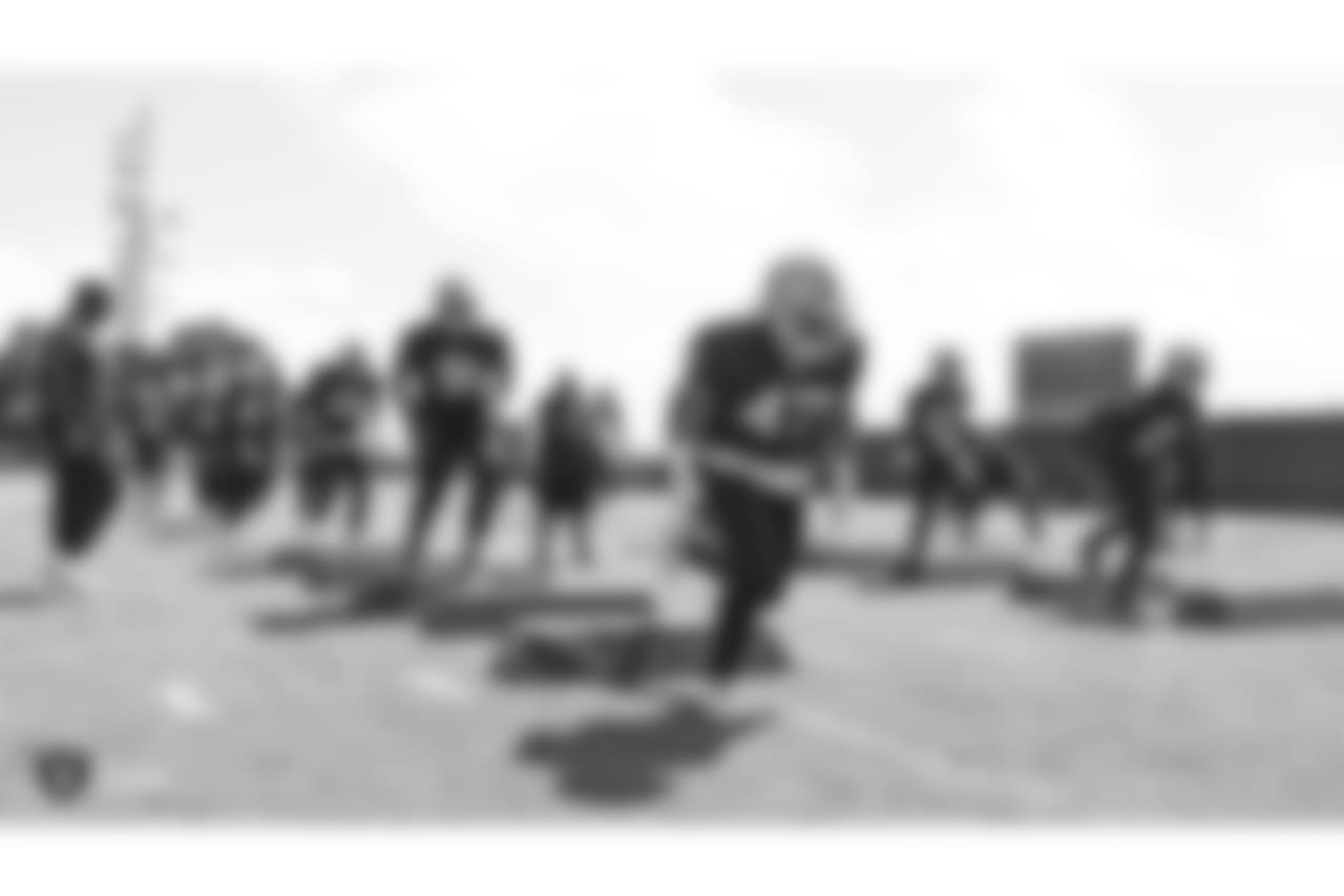 Oakland Raiders players at an Organized Team Activity (OTA) at the Oakland Raiders Practice Facility, Thursday, May 31, 2018, in Alameda, California.