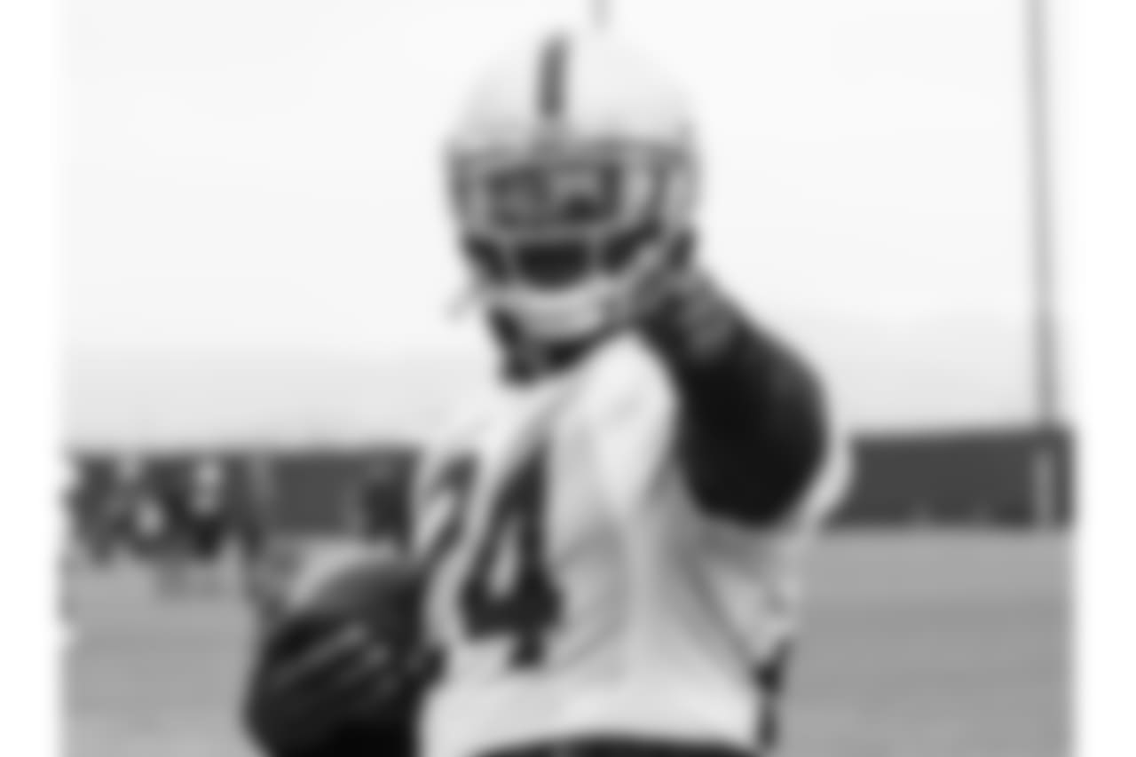 Oakland Raiders players at an Organized Team Activity (OTA) at the Oakland Raiders Practice Facility, Tuesday, May 22, 2018, in Alameda, California.