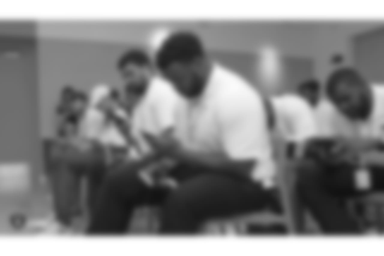 Oakland Raiders rookies enjoy a Rookie Activity, as part of Rookie Academy, at Facebook, Friday, June 23, 2018, in Menlo Park, California.