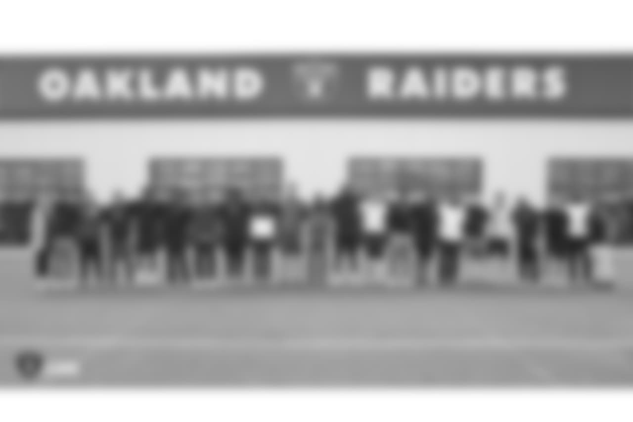 Oakland Raiders rookies attend a Player Engagement talk with NBA Hall of Famer, Gary Payton, at the Oakland Raiders Practice Facility, Friday, May 25, 2018, in Alameda, California.