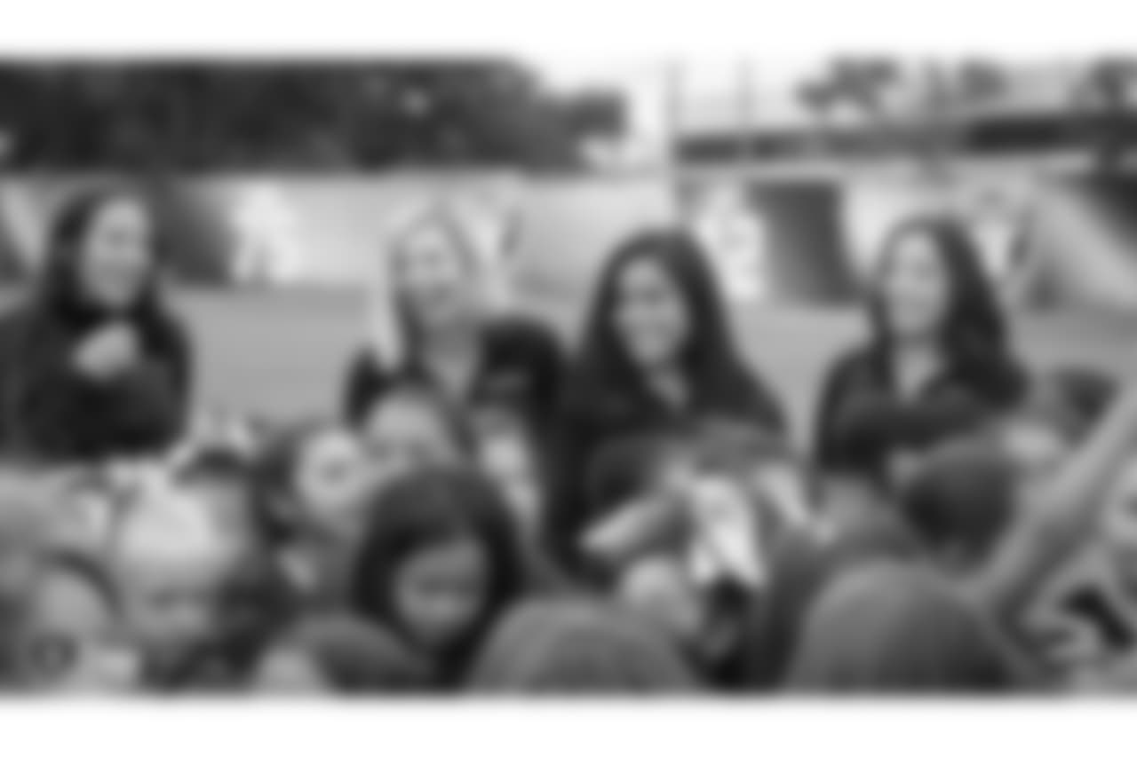 The Raiderettes, Junior Raiderettes, and parents on the second day of Junior Raiderettes practice at the Oakland Raiders Practice Facility, Sunday, August 19, 2018, in Alameda, California.