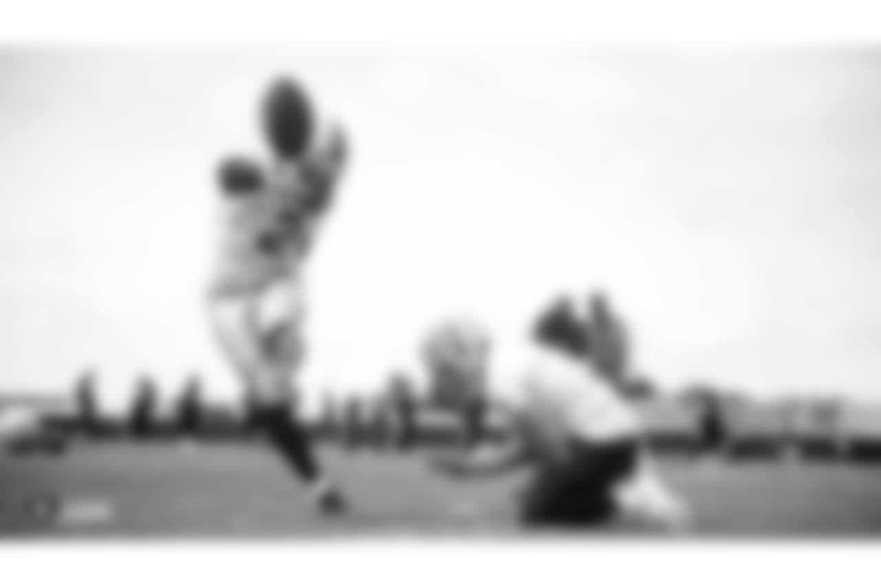 Oakland Raiders placekicker Giorgio Tavecchio (2) and punter Johnny Townsend (5) at an Organized Team Activity (OTA) at the Oakland Raiders Practice Facility, Wednesday, June 6, 2018, in Alameda, California.